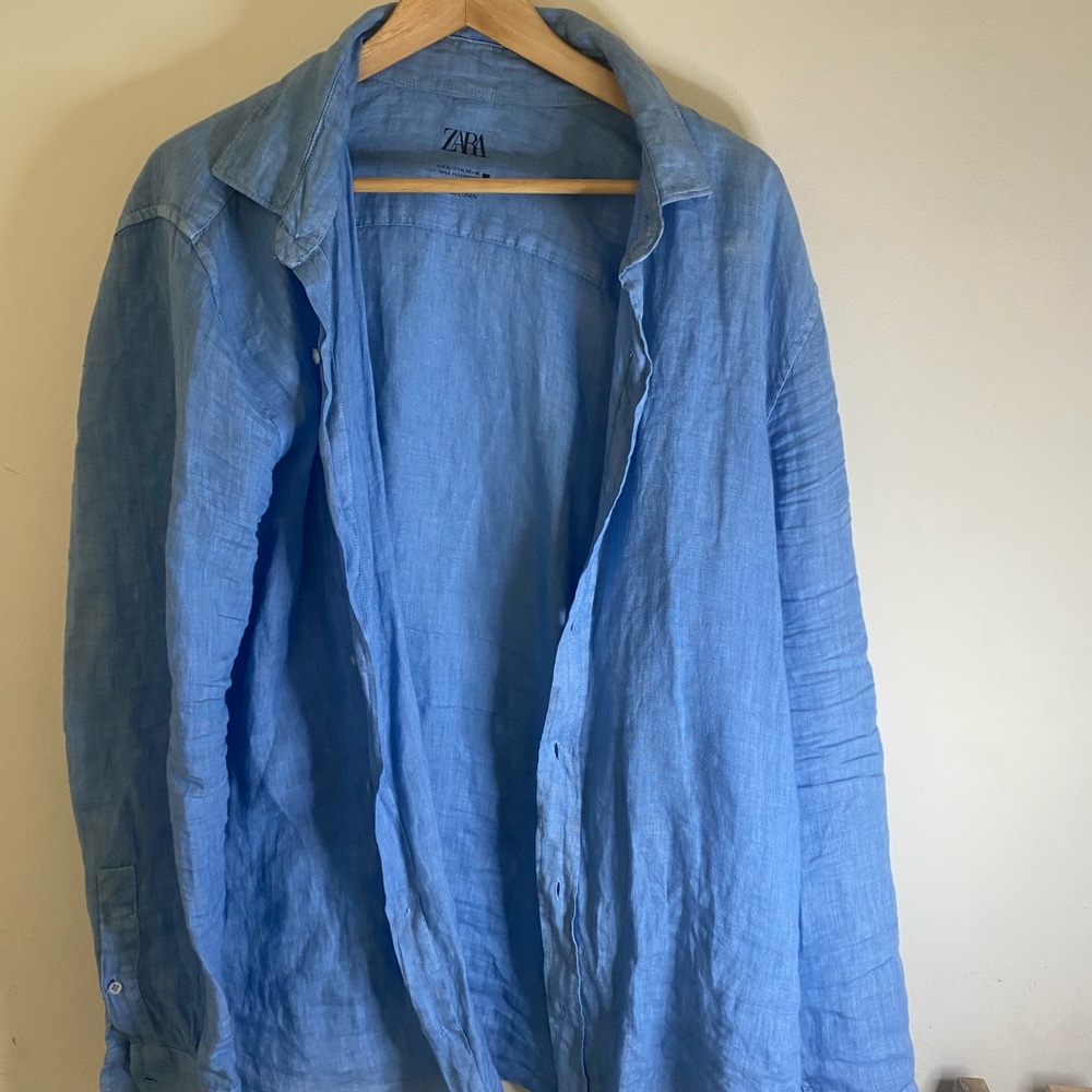 Zara Blue Lightweight Shirt Jacket